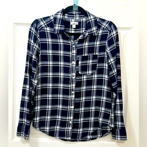 Abound Women's Button Up Plaid Classic Fit Shirt Size X-Small 100% Cotton